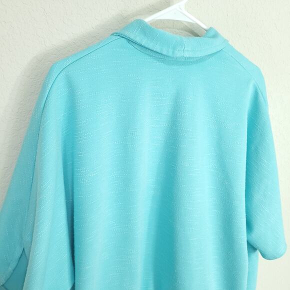 Graff Californiawear Cardigan Jacket Womens Large Aqua Blue Short Sleeve Dolman - Picture 8 of 10